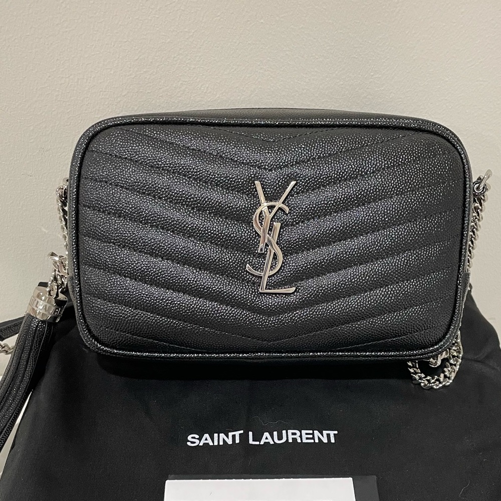 Saint Laurent Mini Lou Grained Leather black crossbody bag
